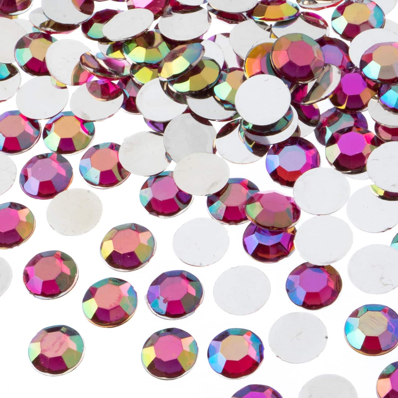 John Bead Acrylic Round Flat Back Rhinestones, 10mm
